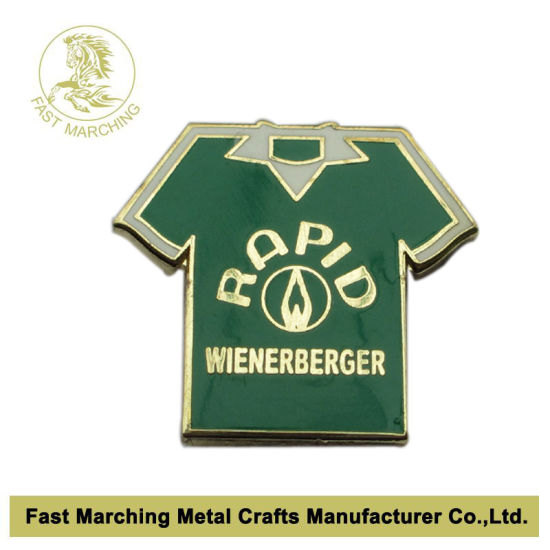T Shirt Shaped Enamel Team Engraved Lapel Pin Emblem Badge