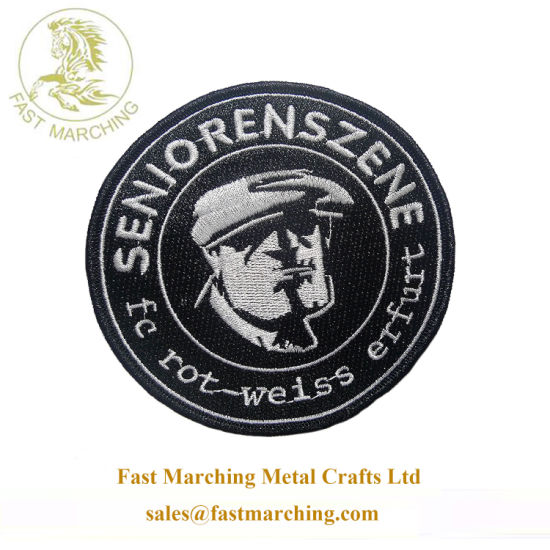 Factory Price Custom Black Textile Patches Clothing Embroidered Badge