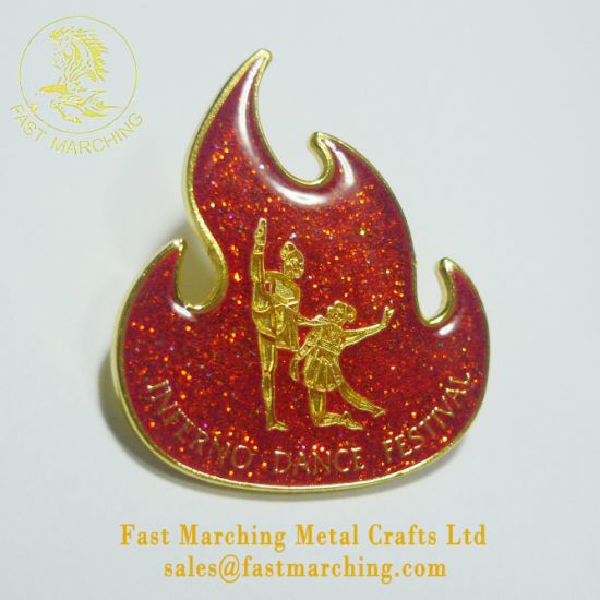 Custom Crystal Stone Flame Football Collar Emblem Badge Lapel Pins