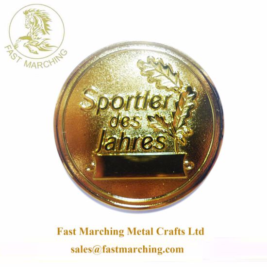 Customized Die Casting Precious Metal Plated Tungsten Awards Gold Coin