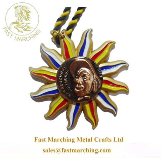 Custom Floor Medal Ribbon Star Marble Mosaic Metal Medallion