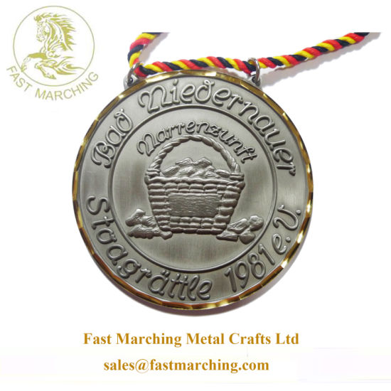 Custom Cheap Carved Medallion 3D Design Ribbon Souvenir Engraved Medals