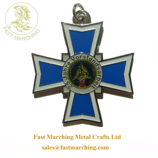 Factory Price Custom Trophy Medallion Ribbons Cross Metal Made Medals
