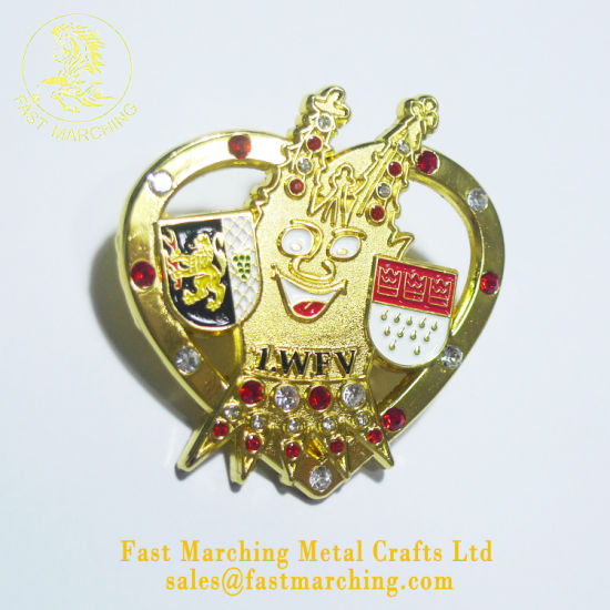 Custom Clothing Mini Emblem Heart Shaped Metal Order Badges Online