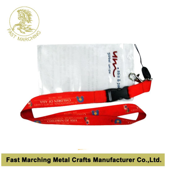 Custom Woven Neck Lanyards with Detachable Buckle Ribbon Strap