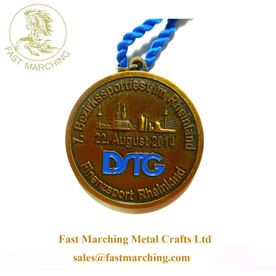 Custom Lanyard Round Gold Plated Die Casting Metal Medal Brass