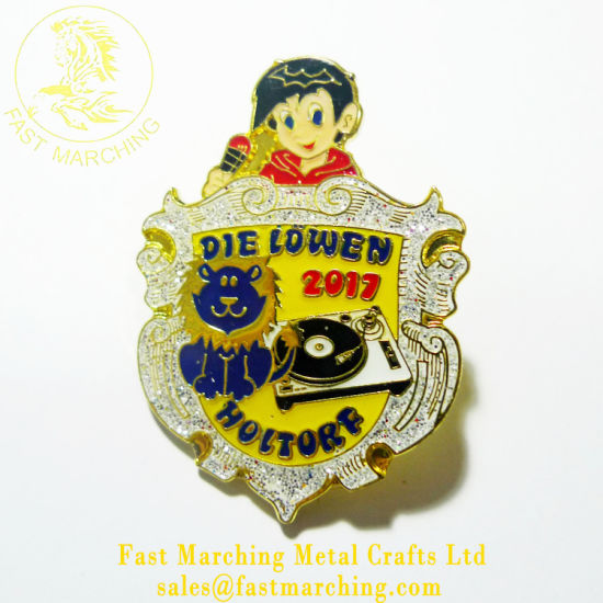 Custom Safety Enamel Name Glitter Lapel Pin Kids Football Badge
